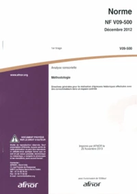 Norme NF V09-500 Analyse sensorielle