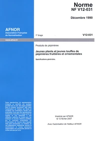 Norme NF V12-031 : Produits de pépinières