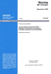 Norme NF V12-037 Produits de pépinières