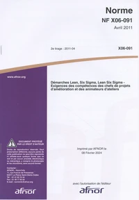 Norme NF X06-091 Démarches Lean, Six Sigma, Lean Six Sigma