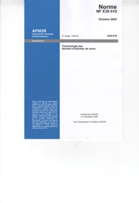 Norme NF X30-510, Octobre 2003, Terminologie des déchets d'activités de soins
