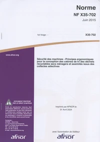 Norme NF X35-702 Sécurité des machines