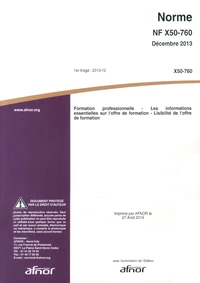 Norme NF X50-760 Formation professionnelle