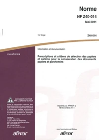 Norme NF Z40-014 Information et documentation