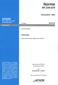 Norme NF Z44-79 Novembre 1993 Documentation