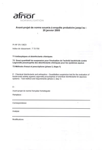 PR NF EN 13623 Antiseptiques et désinfectants chimiques