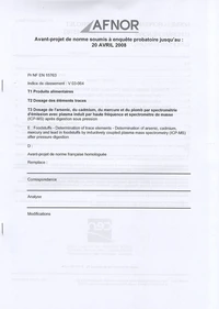PR NF EN 15763 Produits alimentaires