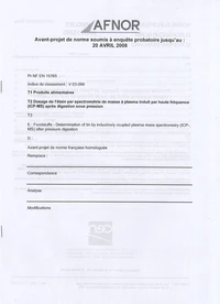 PR NF EN 15765 Produits alimentaires