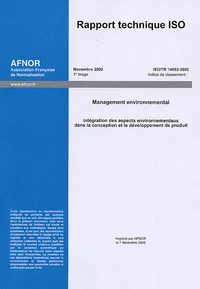 Rapport technique ISO Intégration des aspects environnementaux dans la conception et le développement de produit