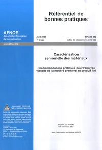 Référentiel de bonnes pratiques Caractérisation sensorielle des matériaux