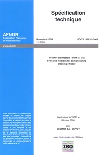 Spécification technique ISO/TS 15883-5 Laveurs désinfecteurs