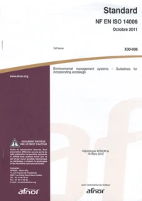 Standard NF EN ISO 14006 Environmental management systems