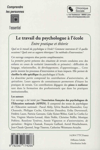 Le travail du psychologue à l'école. Entre pratique et théorie