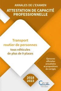 Annales de l'examen 2018-2023 Attestation de capacité professionnelle