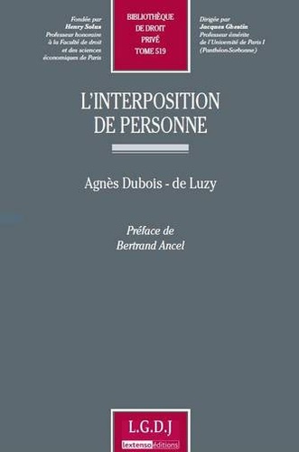 Agnès Dubois de Luzy - L'interposition de personne.