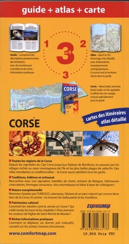 Corse. Guide + atlas + carte touristique 1/170 000  Edition 2018