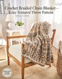 Crochet Braided Chain Blanket, Cozy Textured Throw Pattern