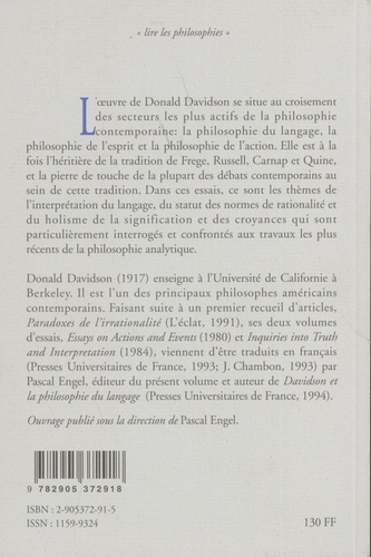 Lire Davidson. Interprétation et holisme