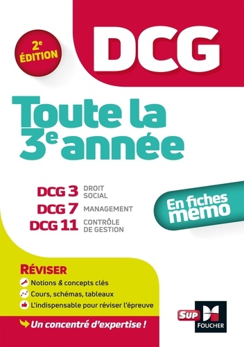 Toute la 3e année du DCG en fiches mémos. DCG 3, Droit social ; DCG 7, Management ; DCG 11, Contrôle de Gestion 2e édition