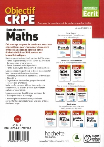 Entraînement Maths. Admissibilité écrit  Edition 2020