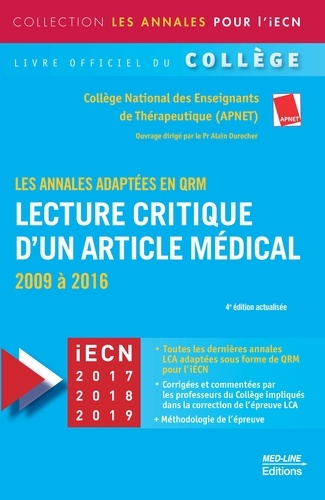 Lecture critique d'un article médical. Les annales adaptées en QRM 2009-2016 4e édition