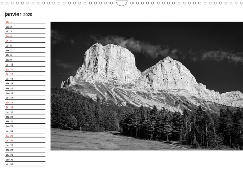 CALVENDO Places  Les Alpes paysages en Noir et Blanc (Calendrier mural 2020 DIN A3 horizontal). Découverte en Noir et Blanc des Alpes (Calendrier anniversaire, 14 Pages )