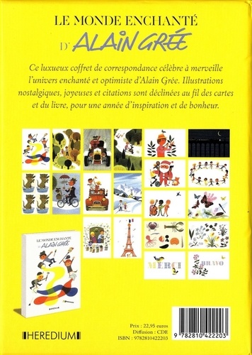 Coffret Le monde enchanté d'Alain Grée. Contient 1 livre et 20 doubles cartes de correspondance et enveloppes