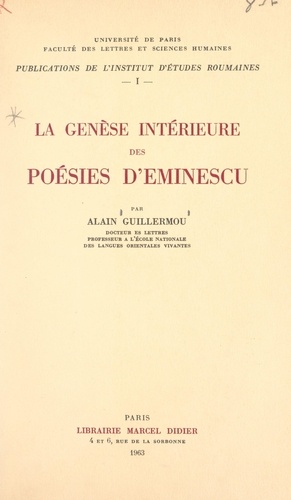 La genèse intérieure des poésies d'Eminescu