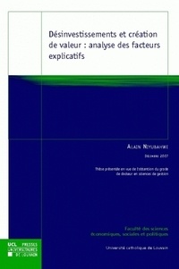 Alain Niyubahwe - Désinvestissements et création de valeur : analyse des facteurs explicatifs.