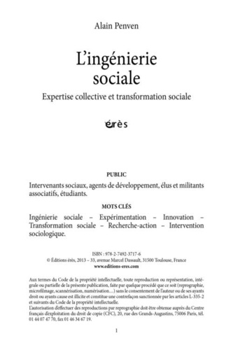 L'ingénierie sociale. Expertise collective et transformation sociale