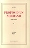  Alain - Propos d'un normand (1906-1914) - Tome 1.