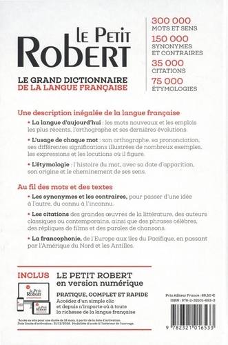 Le Petit Robert de la Langue Française et sa version numérique  Edition 2022