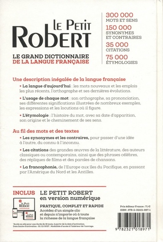 Le Petit Robert de la langue française et sa version numérique  Edition 2023