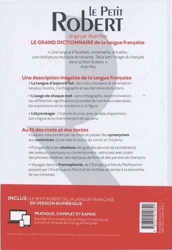 Le Petit Robert de la langue française grand format  Edition 2019
