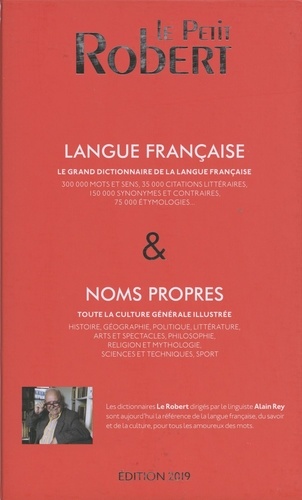 Le Petit Robert de la langue française ; Le Petit Robert des noms propres. 2 volumes  Edition 2019 -  avec 1 Clé Usb