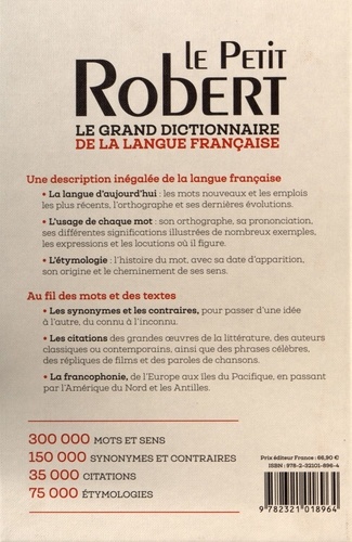 Le Petit Robert de la Langue Française  Edition 2023