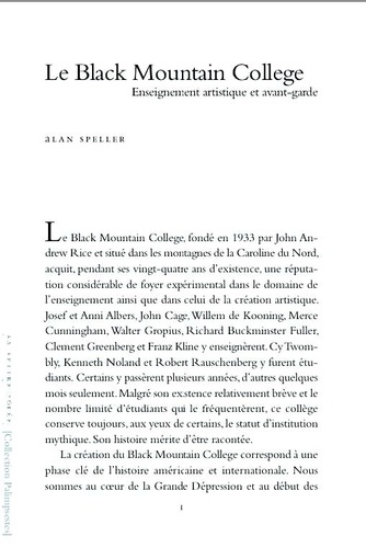 Alan Speller - Le Black Mountain College.