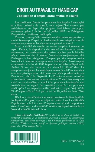 Droit au travail et handicap. L'obligation d'emploi entre mythe et réalité