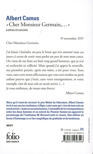 "Cher Monsieur Germain,...". Lettres et extraits