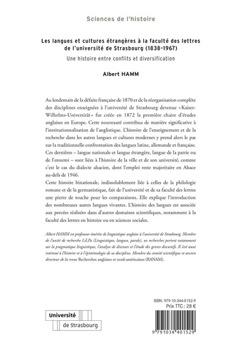 Les langues et cultures étrangères à la faculté des lettres de l'université de Strasbourg (1838-1967). Une histoire entre conflits et diversification