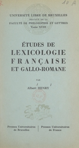 Études de lexicologie française et gallo-romane