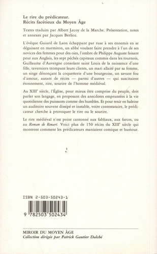 Le rire du prédicateur. Récits facétieux du Moyen Age