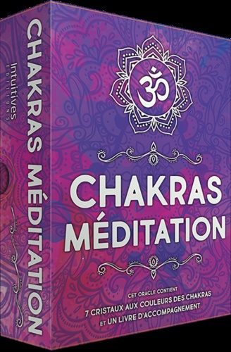 Chakras méditation. Avec 7 cristaux en pierre naturelle, 1 planche, un livre d'accompagnement et un sac en satin