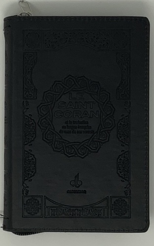  Albouraq - Le Saint Coran - Essai de traduction en langue française du sens de ses versets. Fermeture éclair, couverture mousse noire.