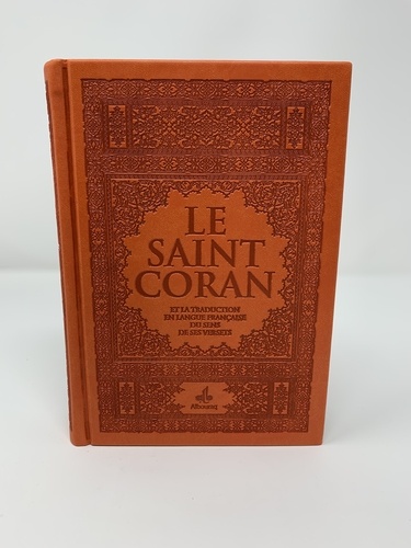 Albouraq - Saint Coran - Avec pages arc-en-ciel couverture daim orange.