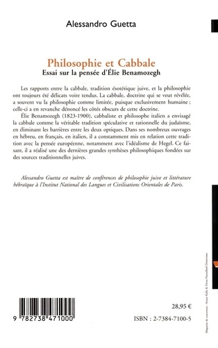 Philosophie Et Cabbale. Essai Sur La Pensee D'Elie Benamozegh