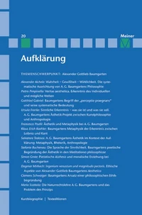 Aufklärung, Band 20: Alexander Gottlieb Baumgarten. Sinnliche Erkenntnis in der Philosophie des Rationalismus