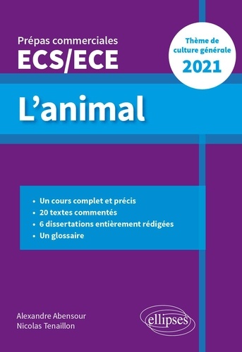 L'animal. Thème de culture générale Prépas commerciales ECS/ECE  Edition 2021