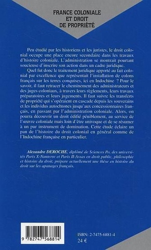 France coloniale et droit de propriété. Les concessions en Indochine