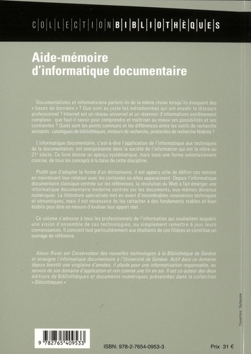 Aide-mémoire d'informatique documentaire de Alexis Rivier - Grand Format -  Livre - Decitre